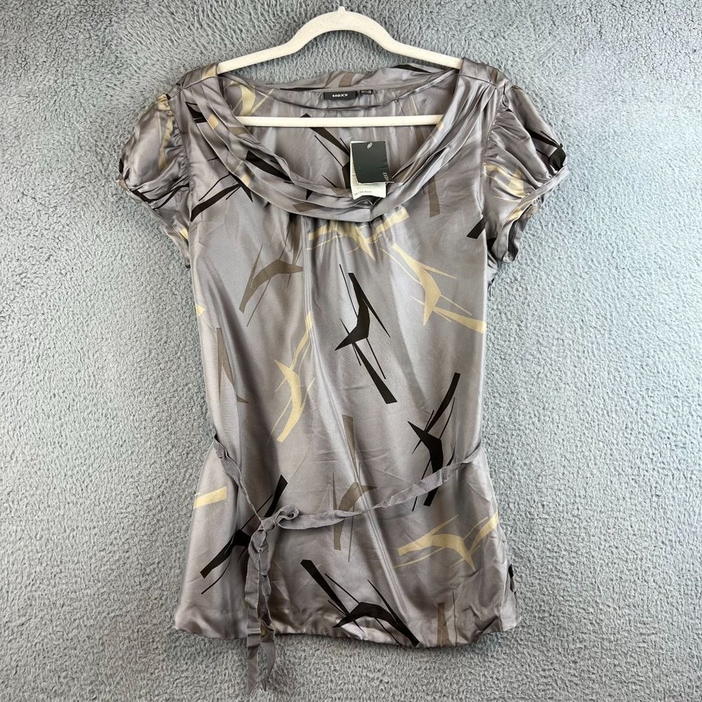New Vintage Mexx‎ Silk Long Sleeve Blouse Gray Shirt M
